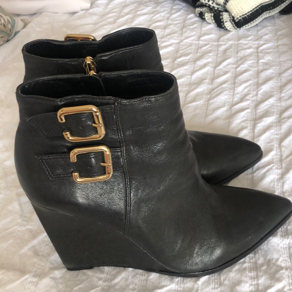 Vince Camino Black Wedge Booties